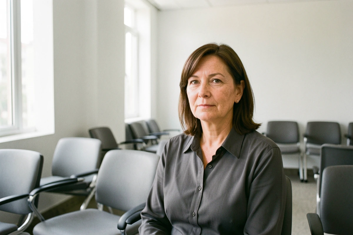 A Canadian woman in a government office waiting room in Buenos Aires