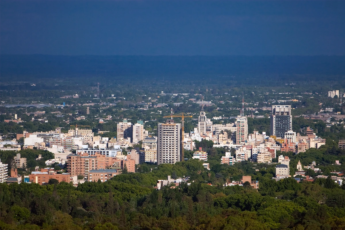 Everyday urban street and residential buildings in Argentina
