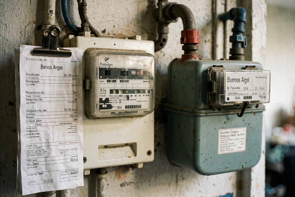 Utility bills beside keys on the kitchen table of a Mendoza rental apartment
